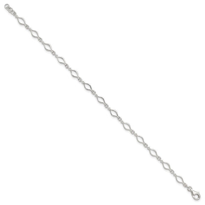 Sterlingsilber 9inch Massiv Poliert Fantasieglieder Fußkettchen