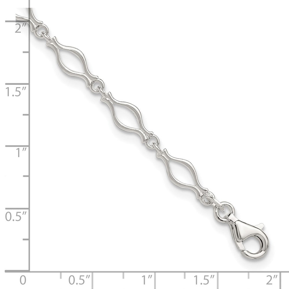 Sterlingsilber 9inch Massiv Poliert Fantasieglieder Fußkettchen