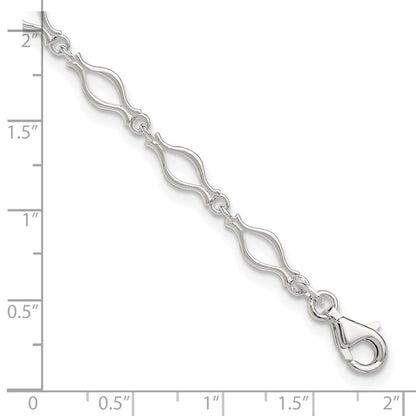 Sterlingsilber 9inch Massiv Poliert Fantasieglieder Fußkettchen