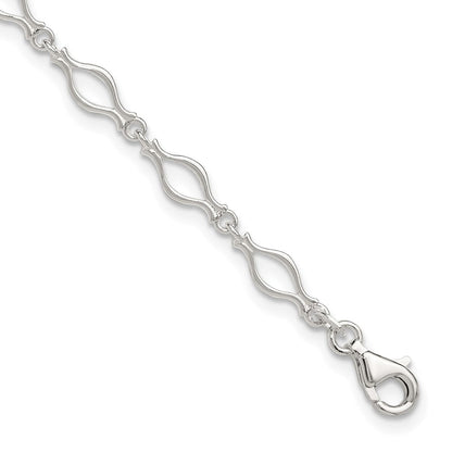Sterlingsilber 9inch Massiv Poliert Fantasieglieder Fußkettchen