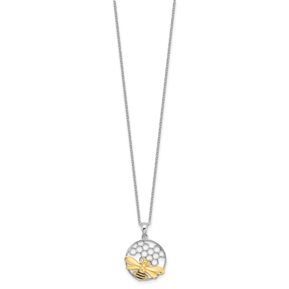 Sterlingsilber Rhodium/goldfarben Emailliert Biene 18 Zoll Halskette