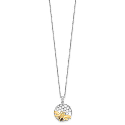 Sterlingsilber Rhodium/goldfarben Emailliert Biene 18 Zoll Halskette