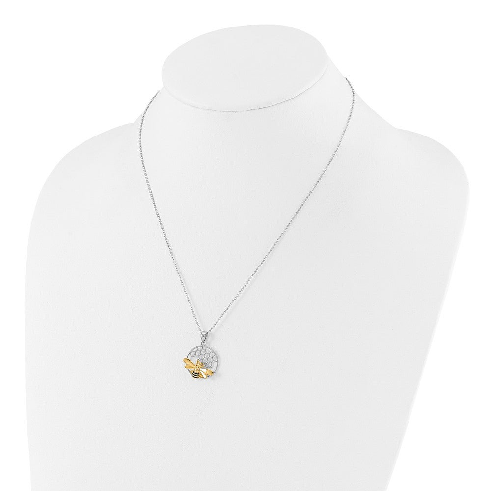 Sterlingsilber Rhodium/goldfarben Emailliert Biene 18 Zoll Halskette