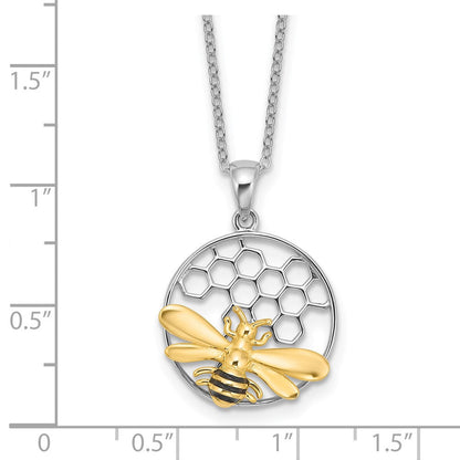 Sterlingsilber Rhodium/goldfarben Emailliert Biene 18 Zoll Halskette