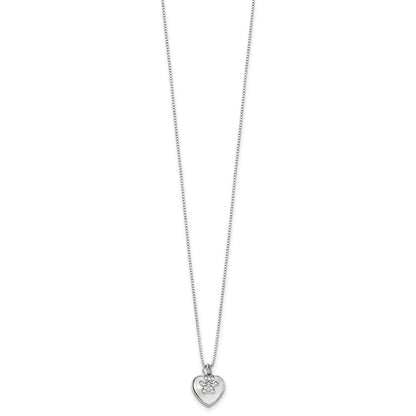 Sterlingsilber Rhodiniert Perlmutt/cz Paw mit 2 Zoll Verlängerung Halskette