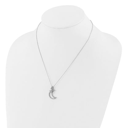 Sterlingsilber Rhodiniert Zirkonia Mond/star mit 2 Zoll Verlängerung Halskette
