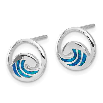 Sterlingsilber Rhodiniert-pl Cr.opal Welle 16 Zoll Halskette mit 2 Zoll Verlängerung/earring Set