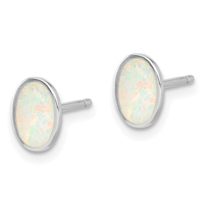 Sterlingsilber Rhodiniert-pl Erzeugt Opal Oval16in Halskette mit 1.75 Verlängerung/earring Set