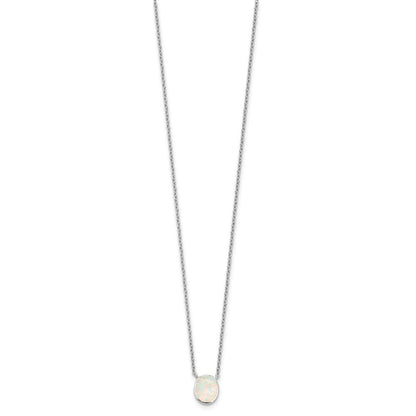 Sterlingsilber Rhodiniert-pl Erzeugt Opal Oval16in Halskette mit 1.75 Verlängerung/earring Set