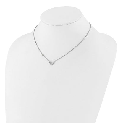 Sterlingsilber Rhodiniert Zirkonia & Schmetterling mit 2 Zoll Verlängerung. Kinder Halskette