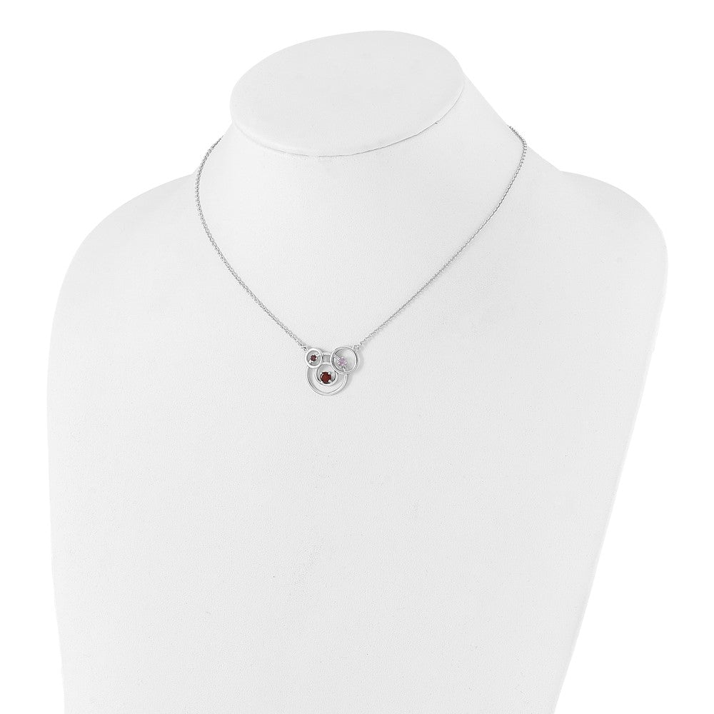 Sterlingsilber Rhodiniert Amethyst Granat Pk.tourmaline mit 2 Zoll Verlängerung Halskette