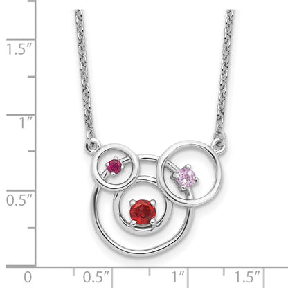 Sterlingsilber Rhodiniert Amethyst Granat Pk.tourmaline mit 2 Zoll Verlängerung Halskette
