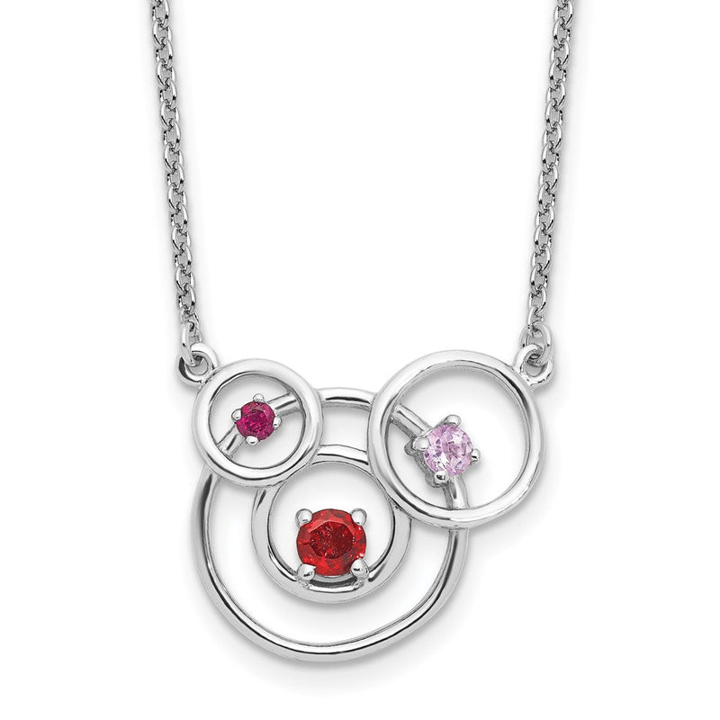 Sterlingsilber Rhodiniert Amethyst Granat Pk.tourmaline mit 2 Zoll Verlängerung Halskette