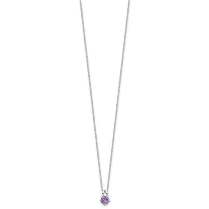 Sterlingsilber Rhodiniert.45am Amethyst 16 Zoll mit 2 Zoll Verlängerung Halskette