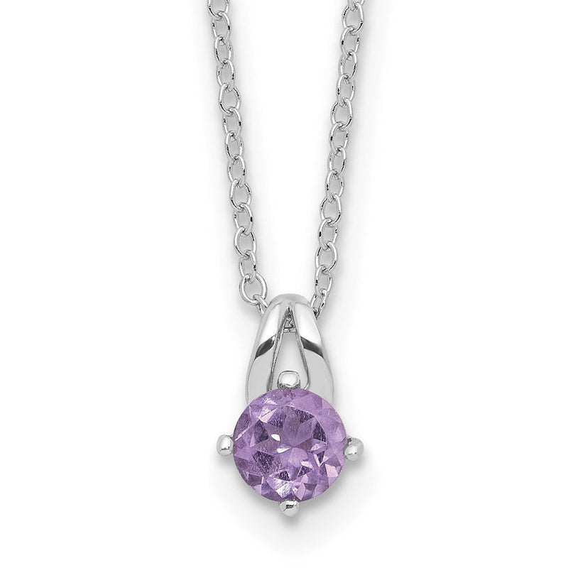 Sterlingsilber Rhodiniert.45am Amethyst 16 Zoll mit 2 Zoll Verlängerung Halskette