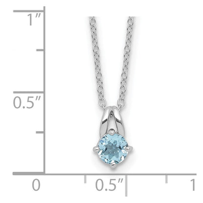 Sterlingsilber Rhodiniert.59bt Blautopas 16 Zoll mit 2 Zoll Verlängerung Halskette