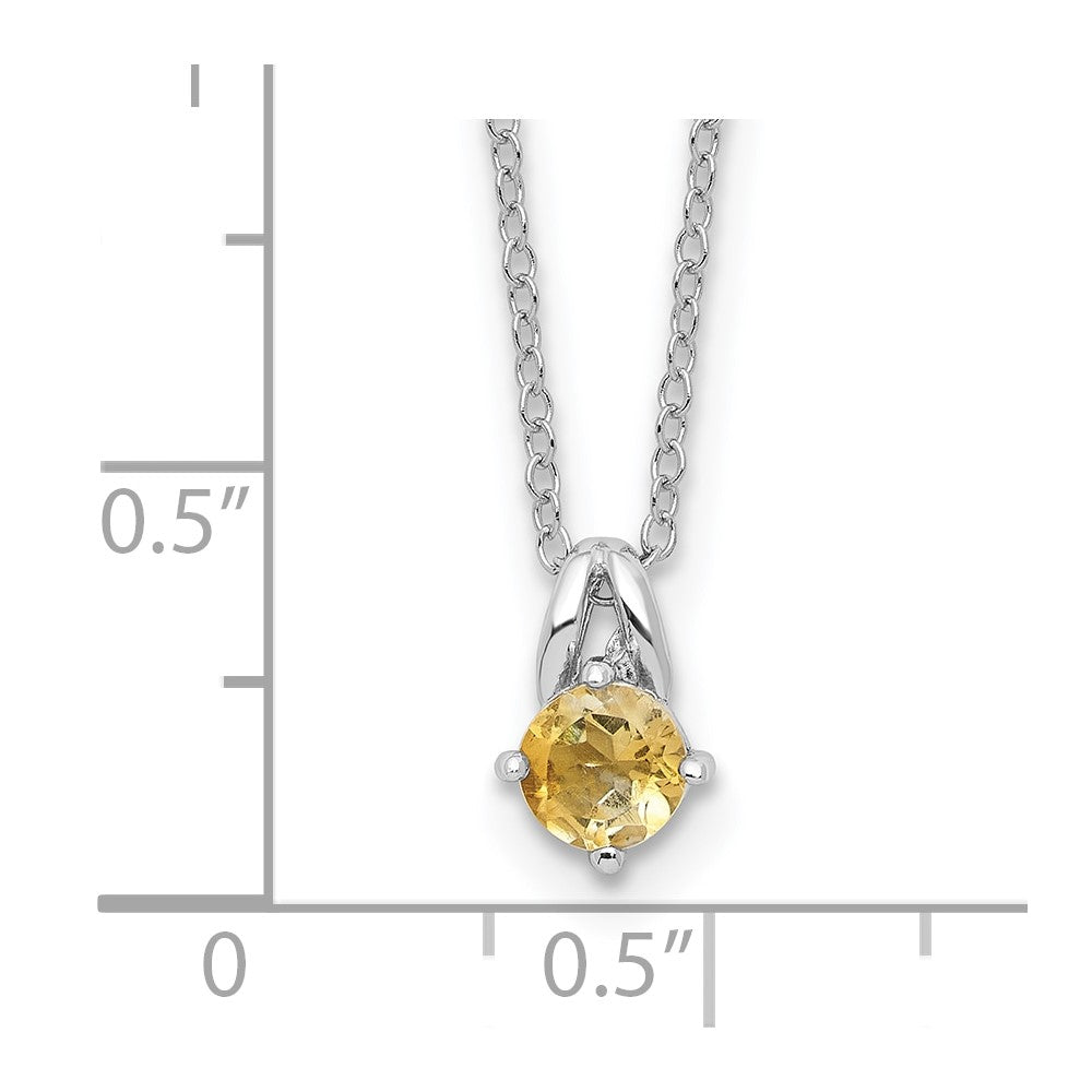Sterlingsilber Rhodiniert.45ci Citrin 16 Zoll mit 2 Zoll Verlängerung Halskette