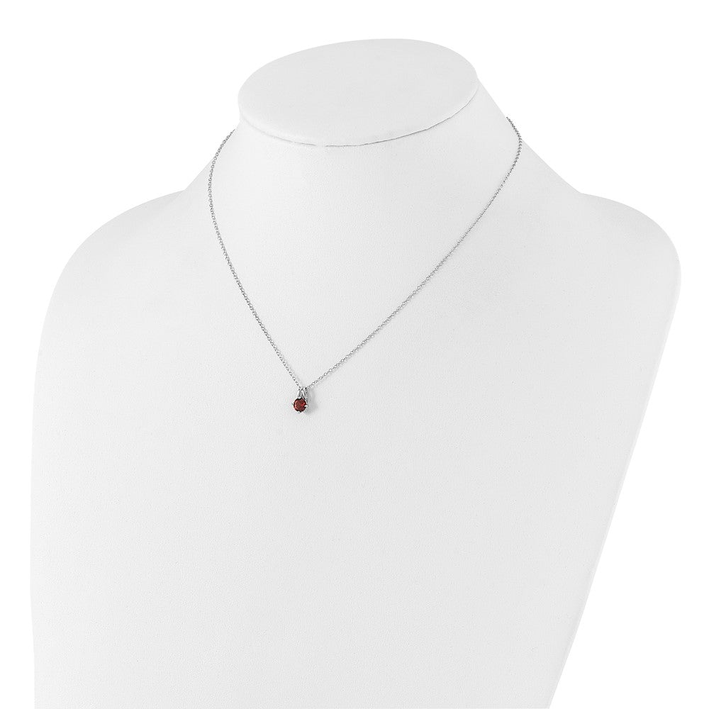 Sterlingsilber Rhodiniert.6ga Granat 16 Zoll mit 1 Zoll Verlängerung Halskette