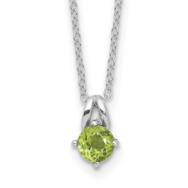 Sterlingsilber Rhodiniert.54pe Peridot 16 Zoll mit 2 Zoll Verlängerung Halskette