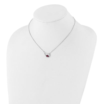 Sterlingsilber Rhodiniert Tropfen Rhod. Granat 16 Zoll mit 2 Zoll Verlängerung Halskette