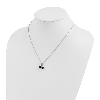 Sterlingsilber /14K Rhodiniert Granat/diamond Herz 18 Zoll mit 2 Zoll Verlängerung Halskette