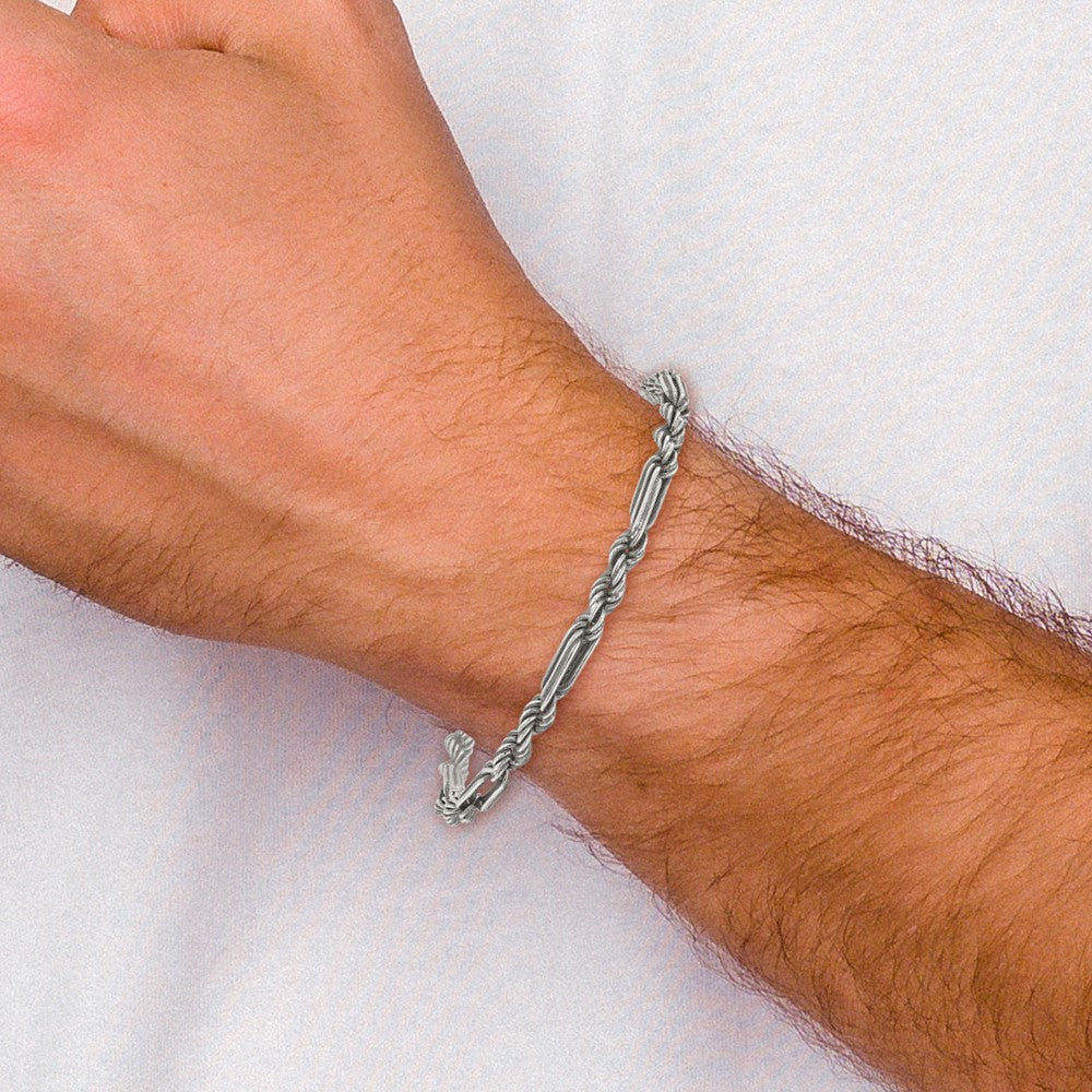 Sterlingsilber Antikisiert Milano Figaro Herren Gliederarmband