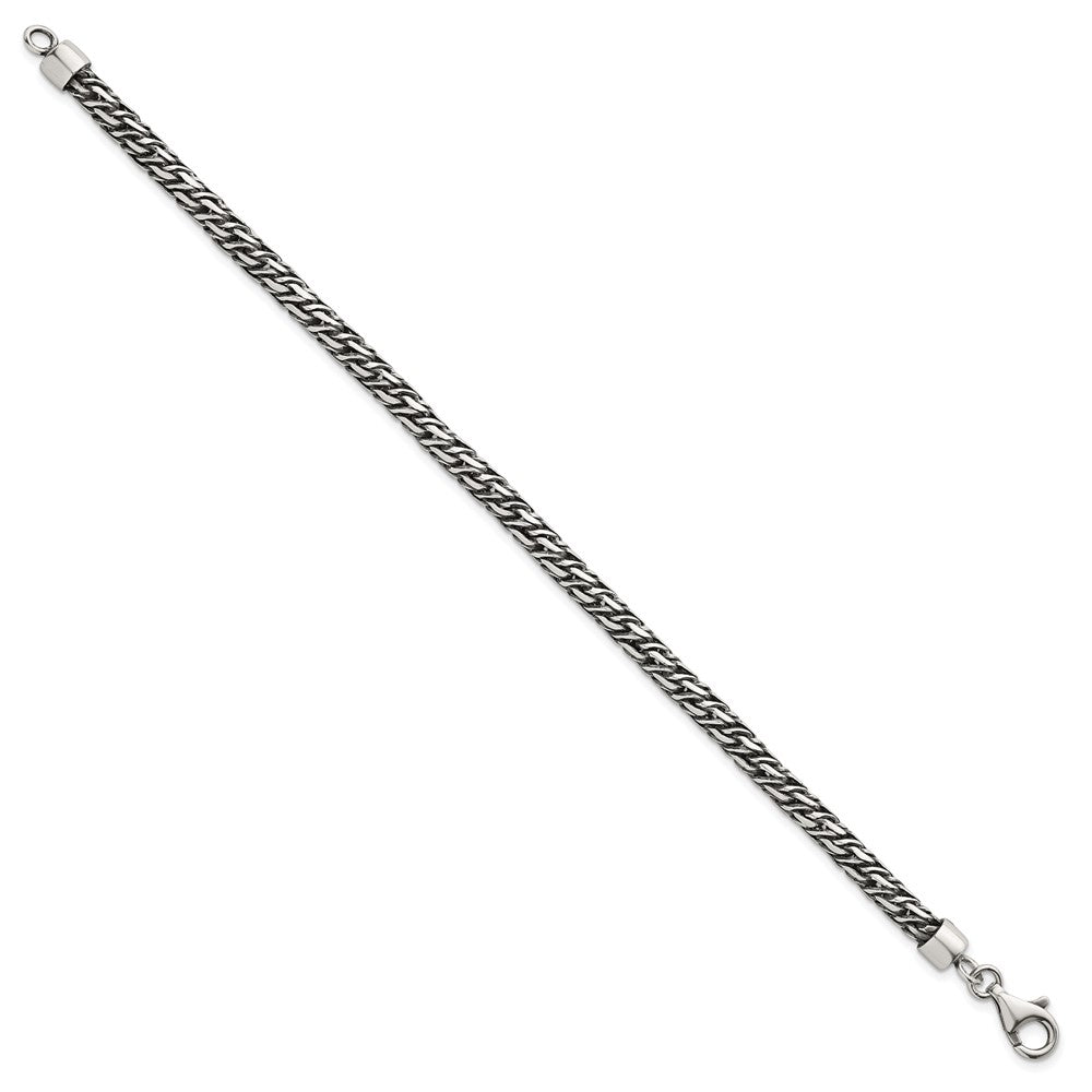 Sterlingsilber Rhodiniert-plat Antikisiert 4.8mm Fantasieglieder 8 Zoll Herren Armband