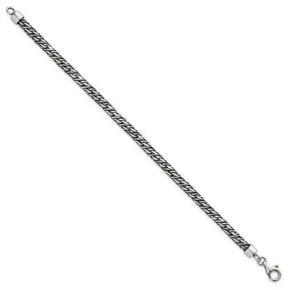 Sterlingsilber Rhodiniert-plat Antikisiert 4.8mm Fantasieglieder 8 Zoll Herren Armband