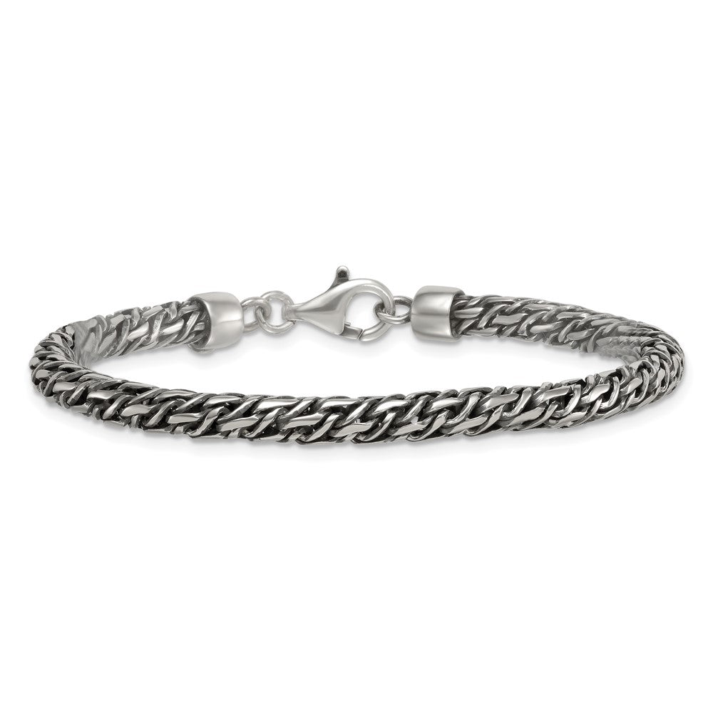 Sterlingsilber Rhodiniert-plat Antikisiert 4.8mm Fantasieglieder 8 Zoll Herren Armband