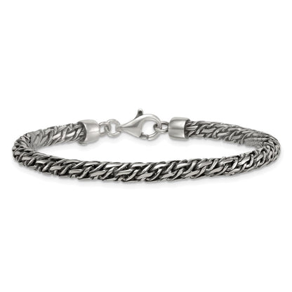 Sterlingsilber Rhodiniert-plat Antikisiert 4.8mm Fantasieglieder 8 Zoll Herren Armband