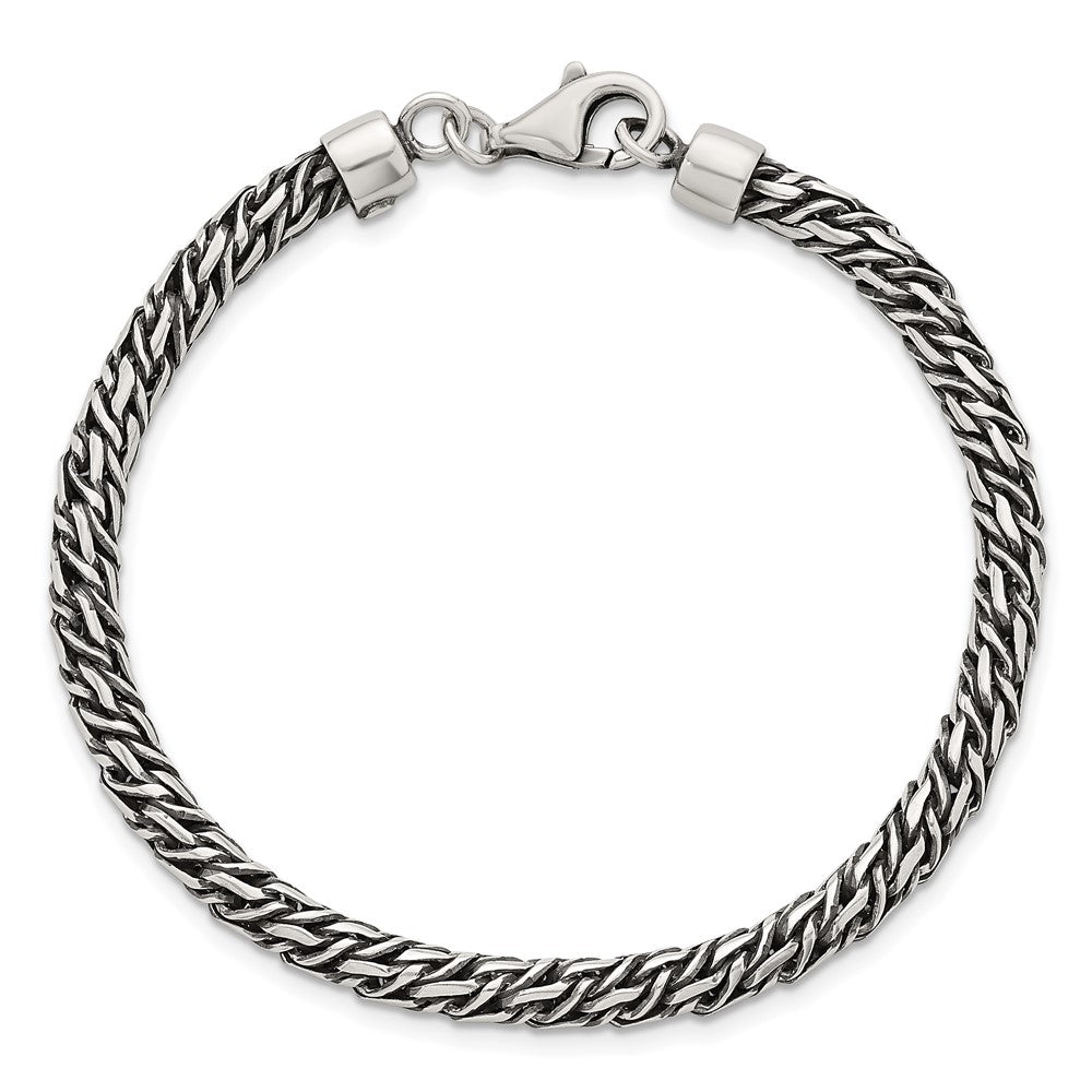 Sterlingsilber Rhodiniert-plat Antikisiert 4.8mm Fantasieglieder 8 Zoll Herren Armband