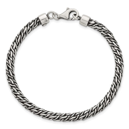 Sterlingsilber Rhodiniert-plat Antikisiert 4.8mm Fantasieglieder 8 Zoll Herren Armband