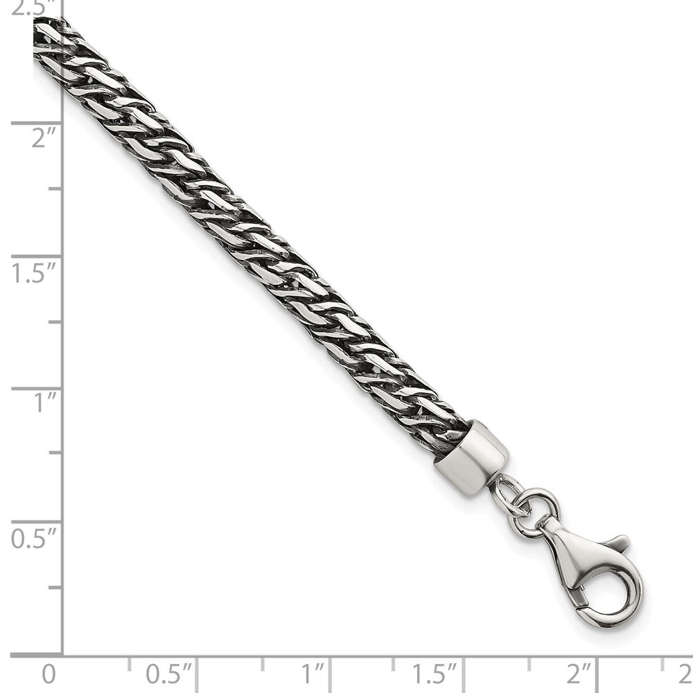 Sterlingsilber Rhodiniert-plat Antikisiert 4.8mm Fantasieglieder 8 Zoll Herren Armband