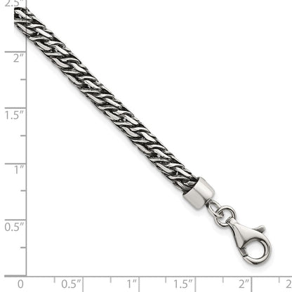 Sterlingsilber Rhodiniert-plat Antikisiert 4.8mm Fantasieglieder 8 Zoll Herren Armband