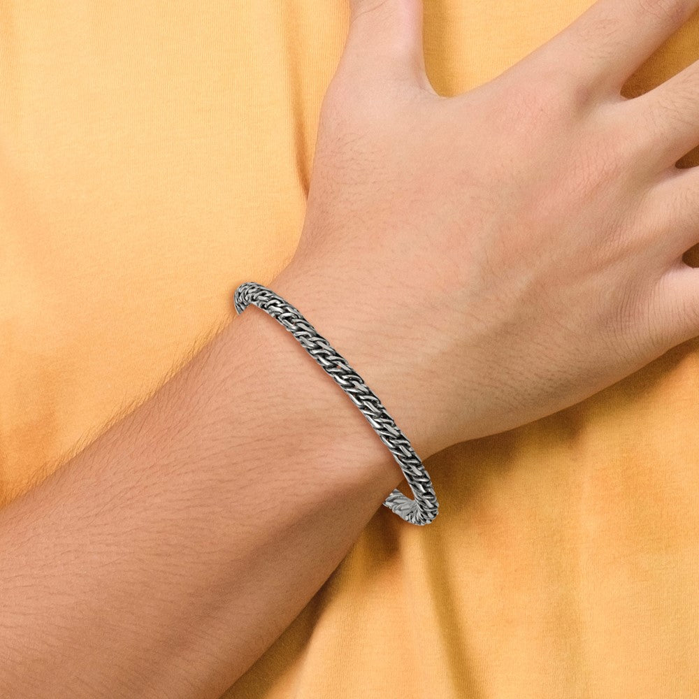 Sterlingsilber Rhodiniert-plat Antikisiert 4.8mm Fantasieglieder 8 Zoll Herren Armband