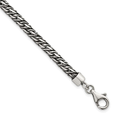 Sterlingsilber Rhodiniert-plat Antikisiert 4.8mm Fantasieglieder 8 Zoll Herren Armband