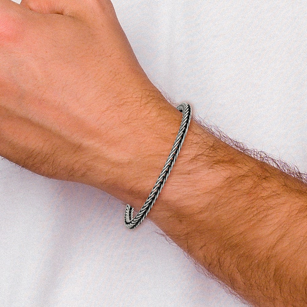 Sterlingsilber Antikisiert Poliert Franco Kette 4.25mm Armband