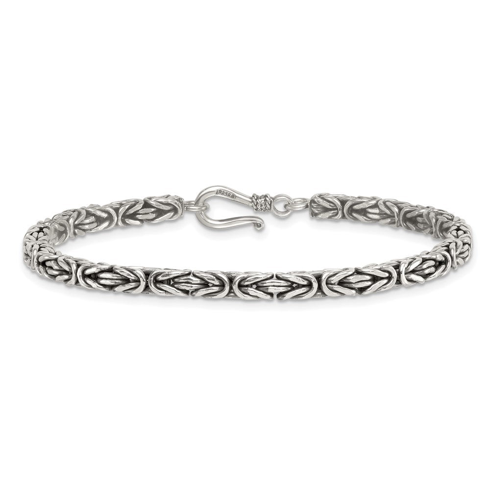 Sterlingsilber Antikisiert 4.0mm Byzantiner Herren Gliederarmband