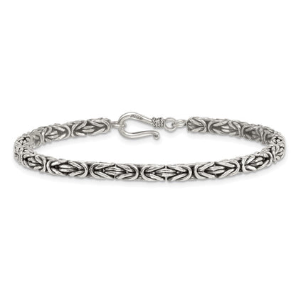 Sterlingsilber Antikisiert 4.0mm Byzantiner Herren Gliederarmband
