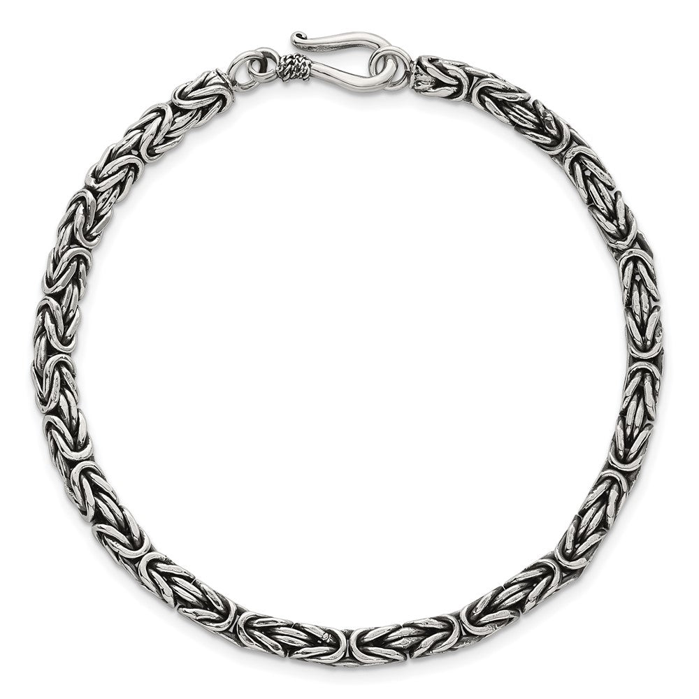 Sterlingsilber Antikisiert 4.0mm Byzantiner Herren Gliederarmband