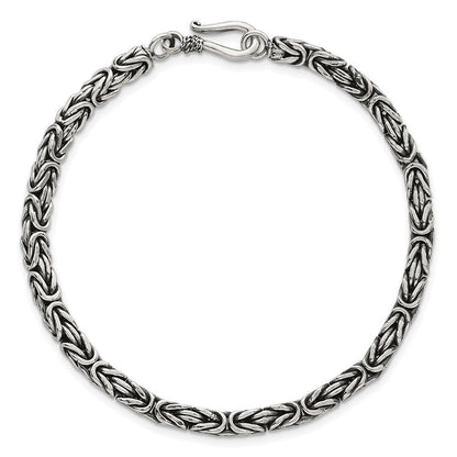 Sterlingsilber Antikisiert 4.0mm Byzantiner Herren Gliederarmband