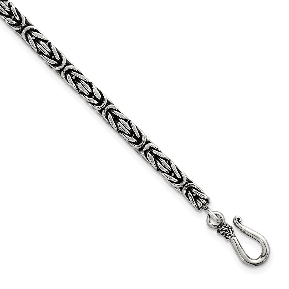 Sterlingsilber Antikisiert 4.0mm Byzantiner Herren Gliederarmband