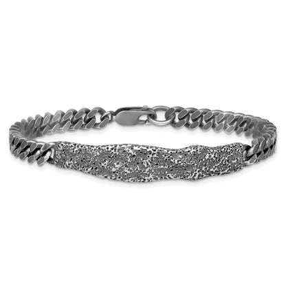 Sterlingsilber Rhodiniert Antikisiert/hammered 8 Zoll Herren Armband