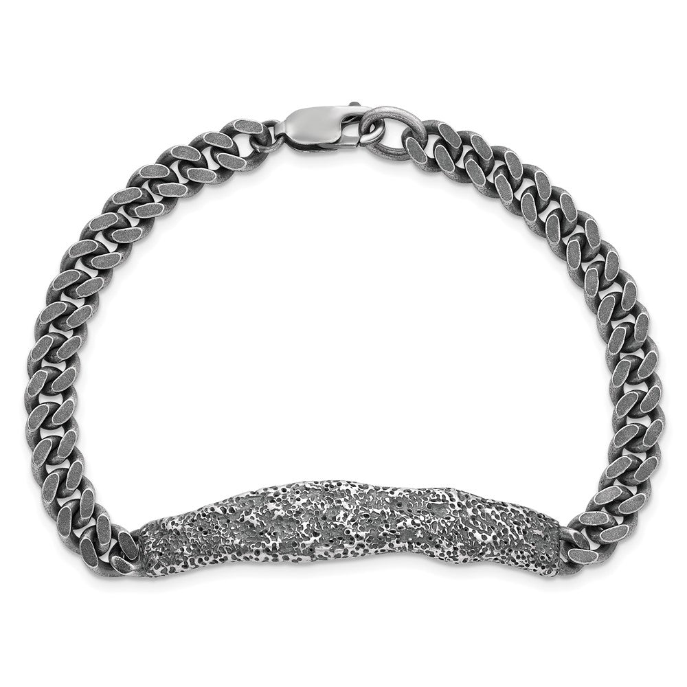 Sterlingsilber Rhodiniert Antikisiert/hammered 8 Zoll Herren Armband