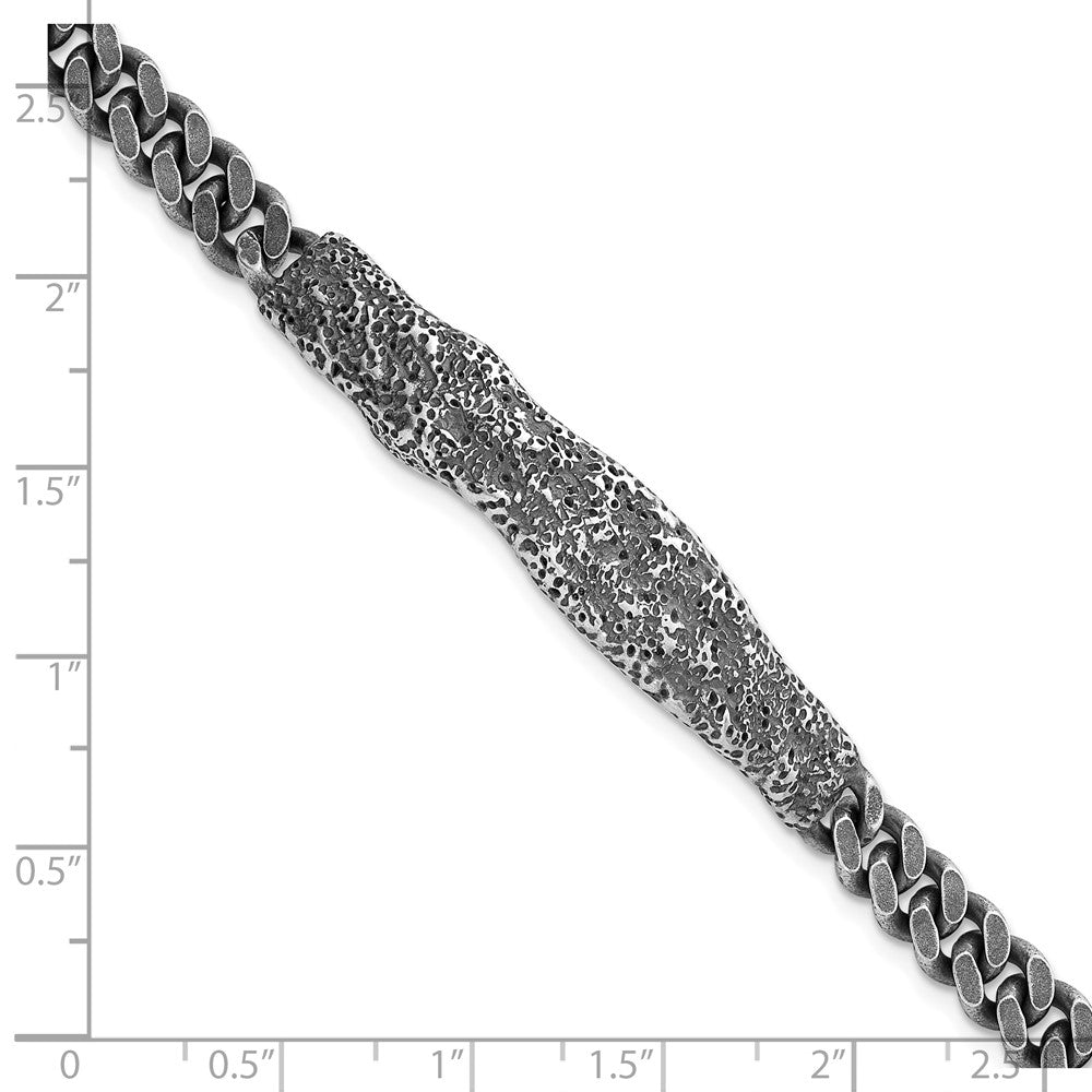 Sterlingsilber Rhodiniert Antikisiert/hammered 8 Zoll Herren Armband