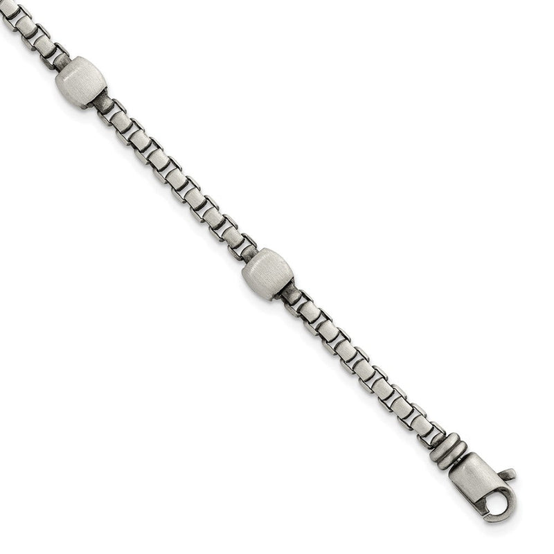 Sterlingsilber Schwarz Ruthenium Gebürstet Venezianer Kette Herren Armband