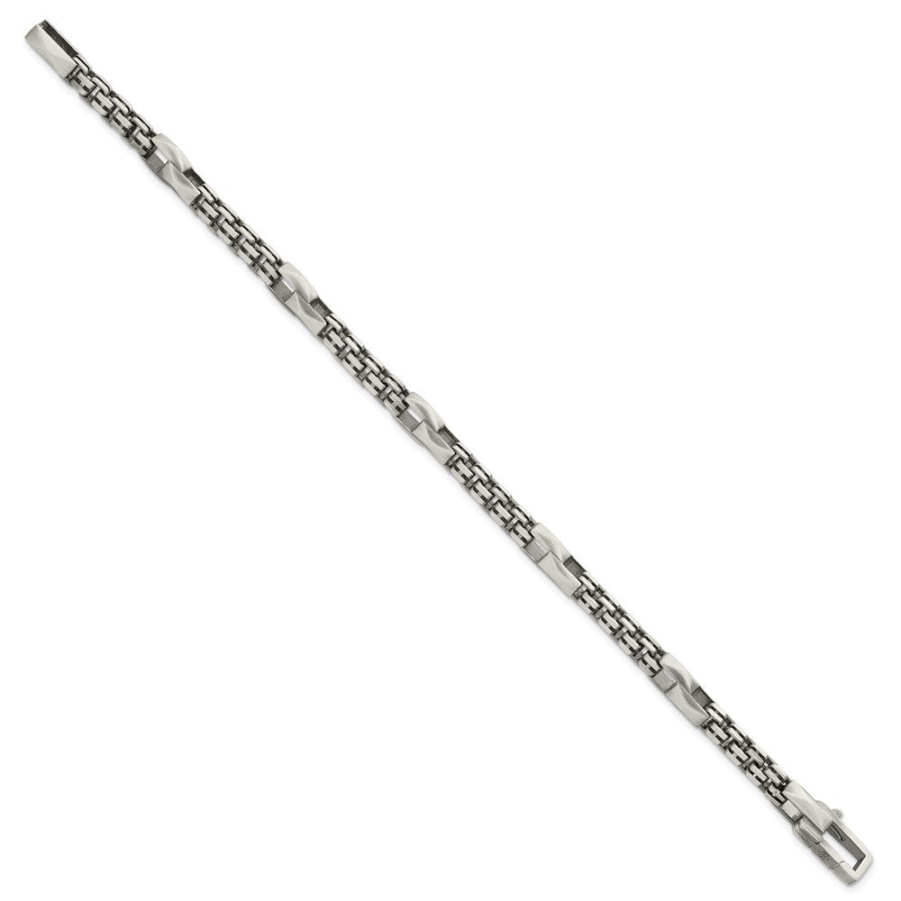 Sterlingsilber Blk Ruthenium Gebürstet Venezianer Kette Herren Armband
