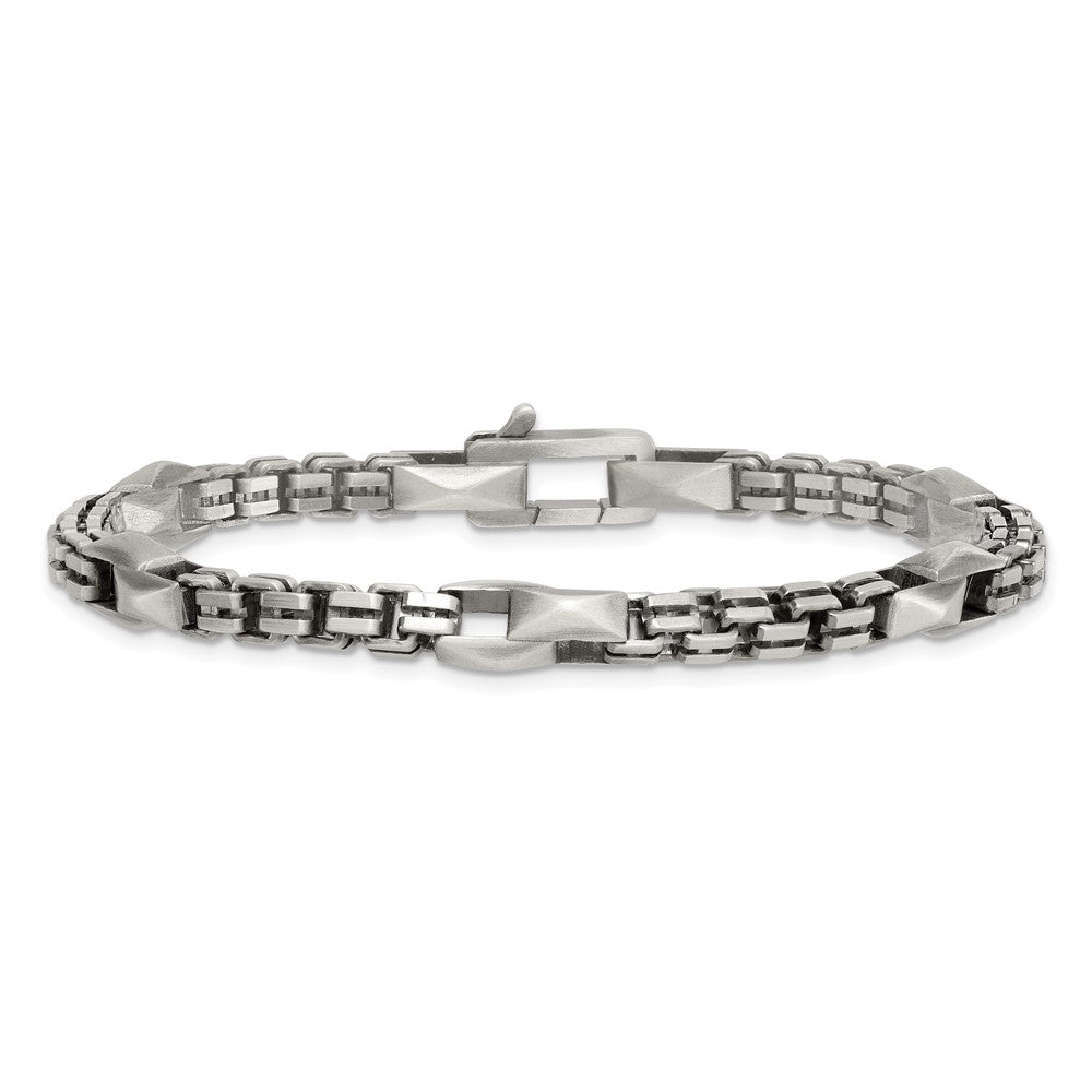 Sterlingsilber Blk Ruthenium Gebürstet Venezianer Kette Herren Armband