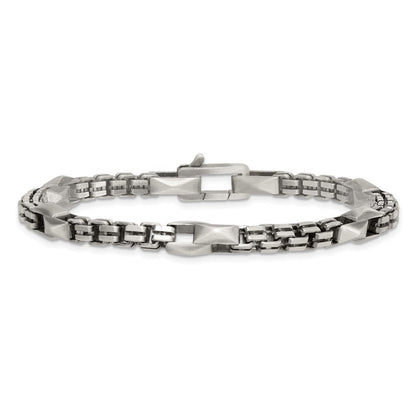 Sterlingsilber Blk Ruthenium Gebürstet Venezianer Kette Herren Armband