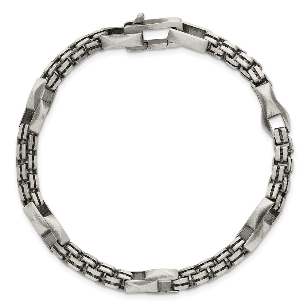 Sterlingsilber Blk Ruthenium Gebürstet Venezianer Kette Herren Armband